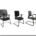 Ergonomic Office Chairs with Mesh Backs Different Metal Bases and Colored Seats 3d model