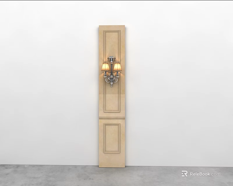 Elegant Wall Sconce With Ornate Design On Light Colored Vertical Decorative Panel 3d model 