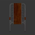 Modern Unique Chair With Wooden Backrest And Sleek Metal Frame Design