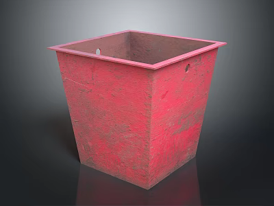 Red Square Open Top Storage Container With Textured Surface And Side Holes 3d model