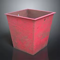 Red Square Open Top Storage Container With Textured Surface And Side Holes
