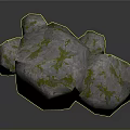 Natural Stone Rocks With Green Moss And Textured Surfaces