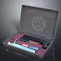 Open Tactical Case With Firearm Bullets Red Padding And Lid Text Symbol