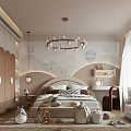 Cozy Kids Room Interior Design With Bed Pillows Chandelier Wall Art Toy Storage And Soft Rug