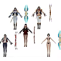 Game And Movie Characters With Various Outfits Weapons And Detailed Designs 3d model