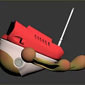 Cute Cartoon Game Movie Character With Red Body Large Black Eyes And White Antenna