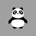Cartoon Panda Character With Black And White Fur Standing Against Gray Background