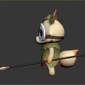 Adorable Fantasy Game Character With Big Ears Mask Leaf Outfit And Stick