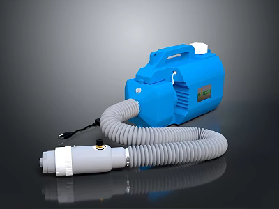 Durable Blue Portable Industrial Equipment With Flexible Gray Hose And White Connector 3d model