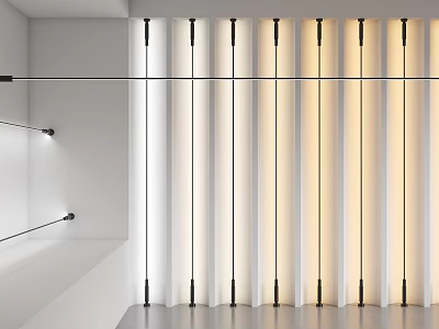 Modern LED Wall Washer Lights Creating Uniform Illumination On White Interior Wall 3d model