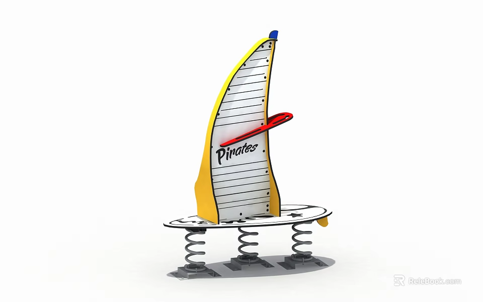 Building Blocks Model With Yellow Sail Red Part Spring Base And Pioneer Logo 3d model