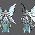 Game Fantasy Female Character With White Blue Outfit Long Hair And Elegant Butterfly Wings