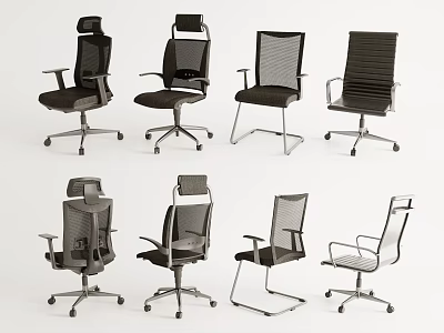 Modern Office Chairs With Various Styles Mesh Back And Adjustable Features For Workspace 3d model