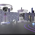 Modern Stage Design With Circular Layout Purple Lighting And Large LED Screen 3d model