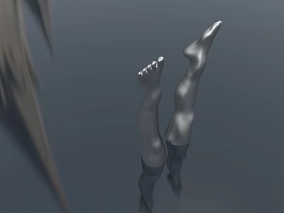 Smooth Legs With Dark Socks Tiptoes Upward Clear Visible Toes On Gray Background 3d model