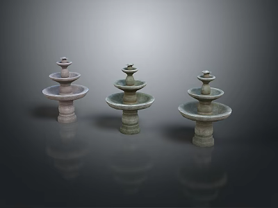 Three Tiered Stone Outdoor Garden Fountains Decorative Ornament Pieces 3d model