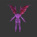 Fantasy Character With Red And Black Wings Black Purple Armor And Spiked Design
