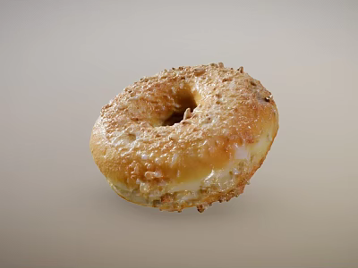 Delicious Golden Glazed Donut Topped With Crunchy Nut Pieces And Shiny Surface 3d model
