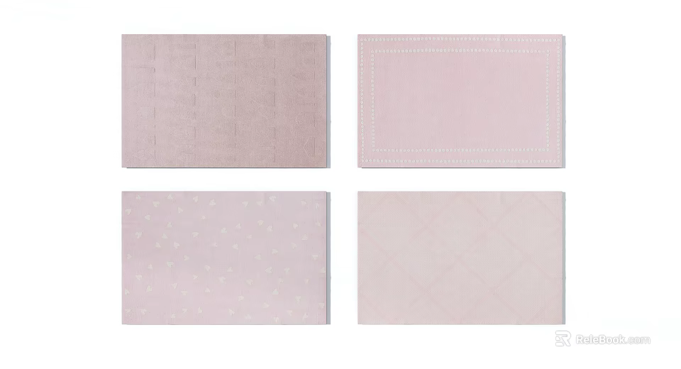 Light Pink Square Rugs With Various Patterns For Modern Home Decor 3d model