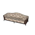 Multi Person Sofa With Patterned Upholstery Brown Frame On Marble Floor With Natural Light 3d model