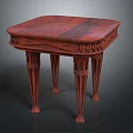 Classic Style Square Top Wooden Table With Carved Details And Decorative Legs