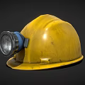 Yellow Hard Hat With Attached Headlamp For Industrial Safety Equipment Use