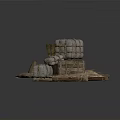 Modern Farm Storage Setup With Hay Bales Bundled Packages Wooden Crate And Broom