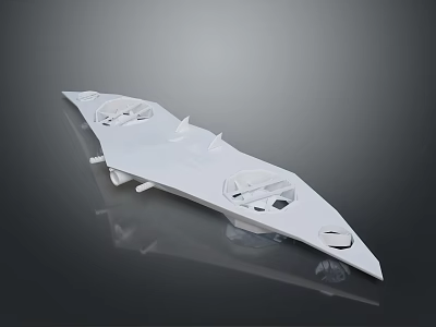 White Streamlined Futuristic Model With Circular Openings And Smooth Reflective Surface 3d model
