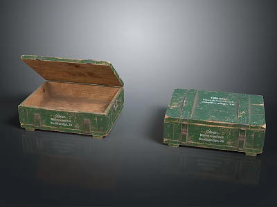 Two Vintage Green Wooden Storage Boxes One Open One Closed for Home Organizing 3d model Two Vintage Green Wooden Storage Boxes One Open One Closed for Home Organizing 3d model