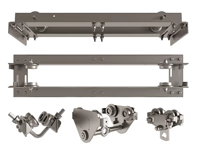 Durable Industrial Metal Equipment Mechanical Components With Slides Connectors And Structures 3d model