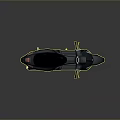 Dark Blue Scooter With Black Seat And Gold Wheels On Reflective Surface