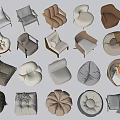 Modern Lazy Sofa Combination Single Sofa Stool 3d model