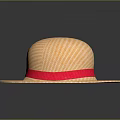 Light Orange Woven Straw Hat With Red Ribbon Summer Fashion Accessory