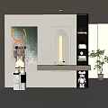 Modern Entryway Hallway With Decorative Mirror Wall Art Shelf And Plant