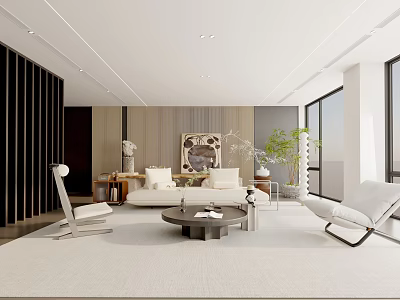 Modern Living Room Interior Design With Sofa Armchairs Coffee Table And Area Rug 3d model