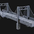 Detailed 3D Model of Broken Stone Arch Bridge With Damaged Structure