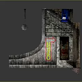 Urban Graffiti Wall Scene With Metal Staircase Old Door Window And Concrete Structure