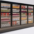 Commercial Display Freezer With Glass Doors And Colorful Packaged Products