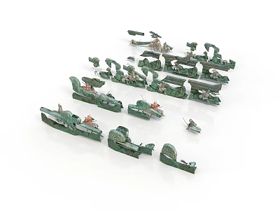 Detailed Green Military Miniature Model Collection With Aircraft Tanks And Soldiers 3d model