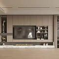 Modern Living Room Interior With Wooden Wall TV Fireplace And Decorative Items