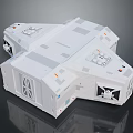Cartoon Scene of White Modular Sci Fi Building With Gray Blocks Windows And Equipment Details