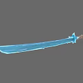 Blue Magical Sword with Long Crystal Blade and Ornate Hilt for Fantasy Roleplay Games