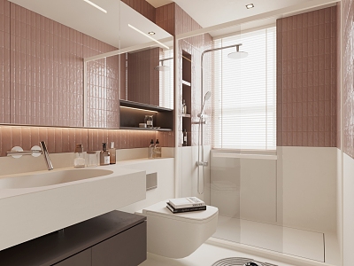 Toilet Shower Room Toilet Washbasin Shower Partition 3d model