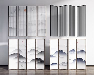 New Chinese Style Screen Partition 3d model