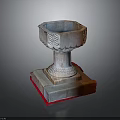 Classic Stone Carved Decorative Vessel With Intricate Patterns And Red Base
