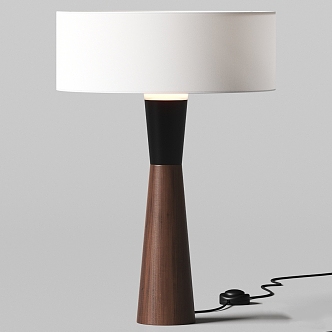 Modern Natural Wooden Cloth Lampshade Table Lamp 3d model