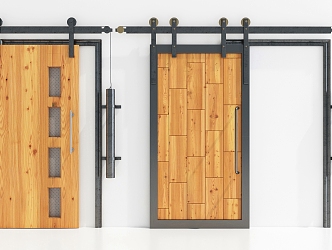 modern barn door sliding door 3d model