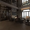 Modern Living And Dining Room Interior With Sofa Chairs Coffee Table Chandelier And Wine Racks