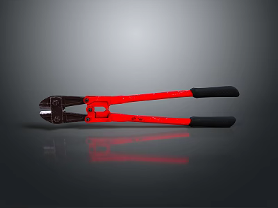 Red And Black Pliers With Comfortable Handles On Dark Reflective Surface 3d model
