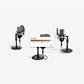 Three High Quality Professional Microphones On Stands For Studio Recording Use